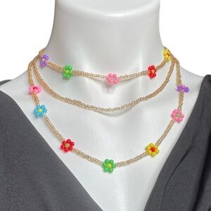 Beaded floral necklace set of 3 New